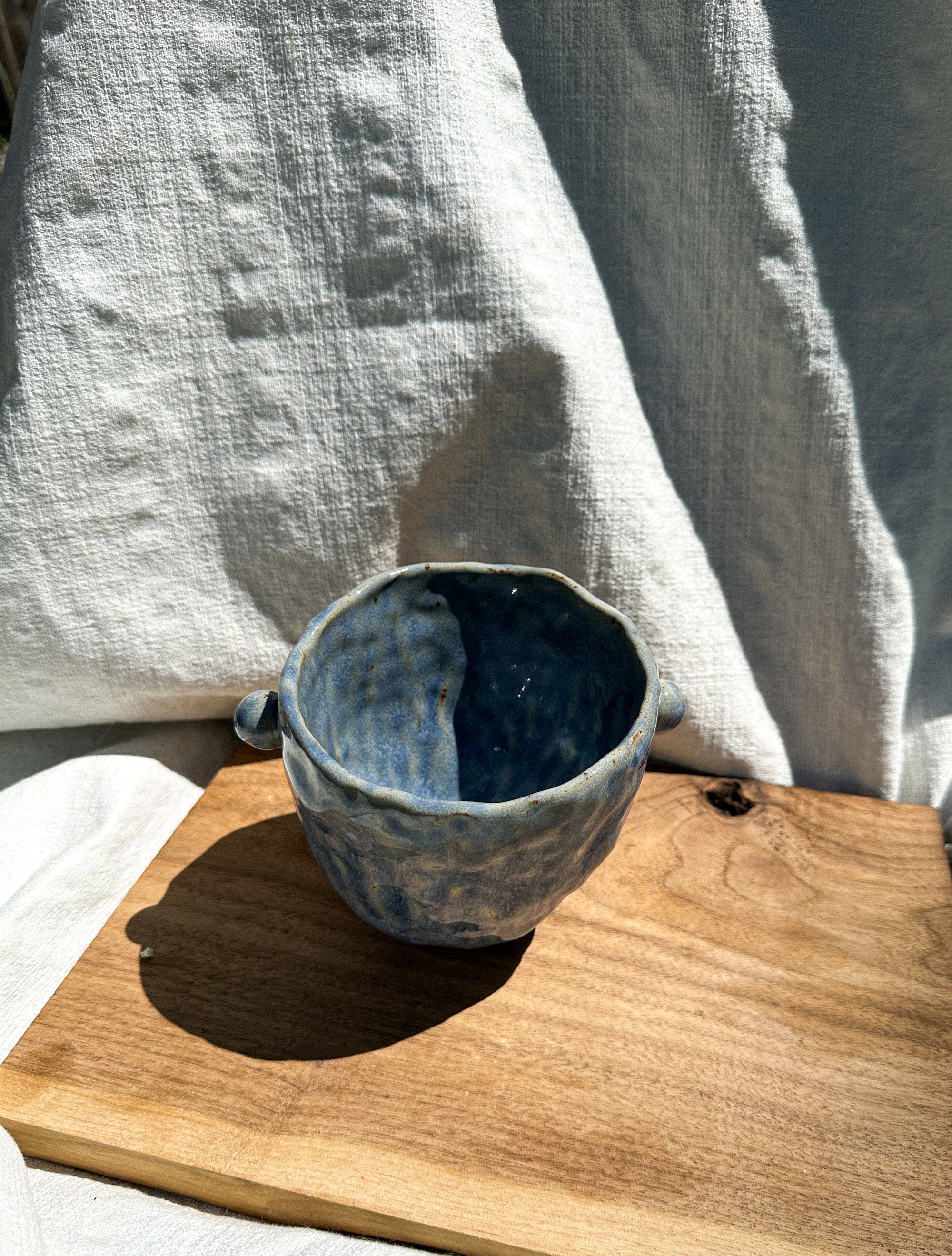 Silk blue vessel