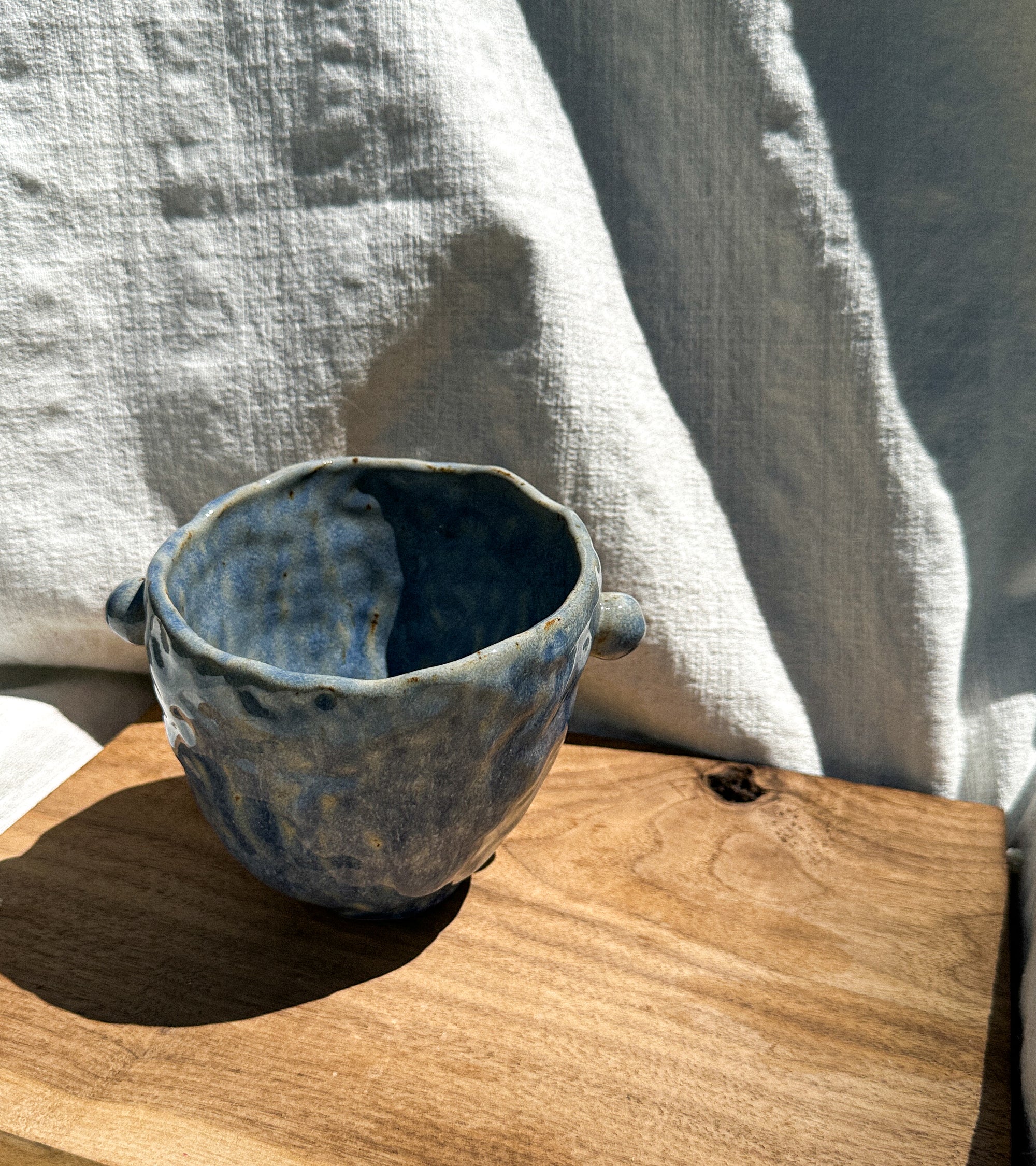 Silk blue vessel