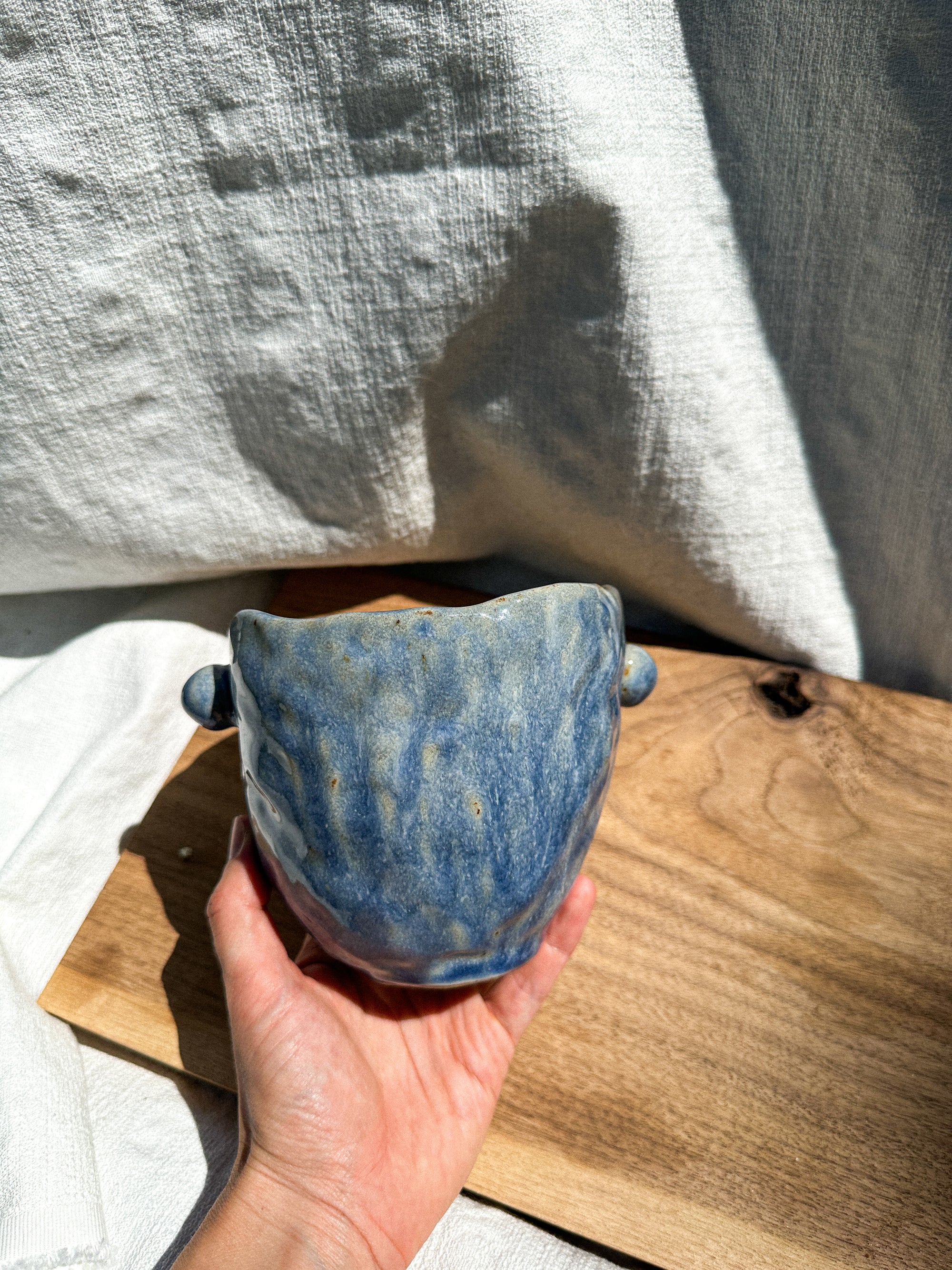 Silk blue vessel