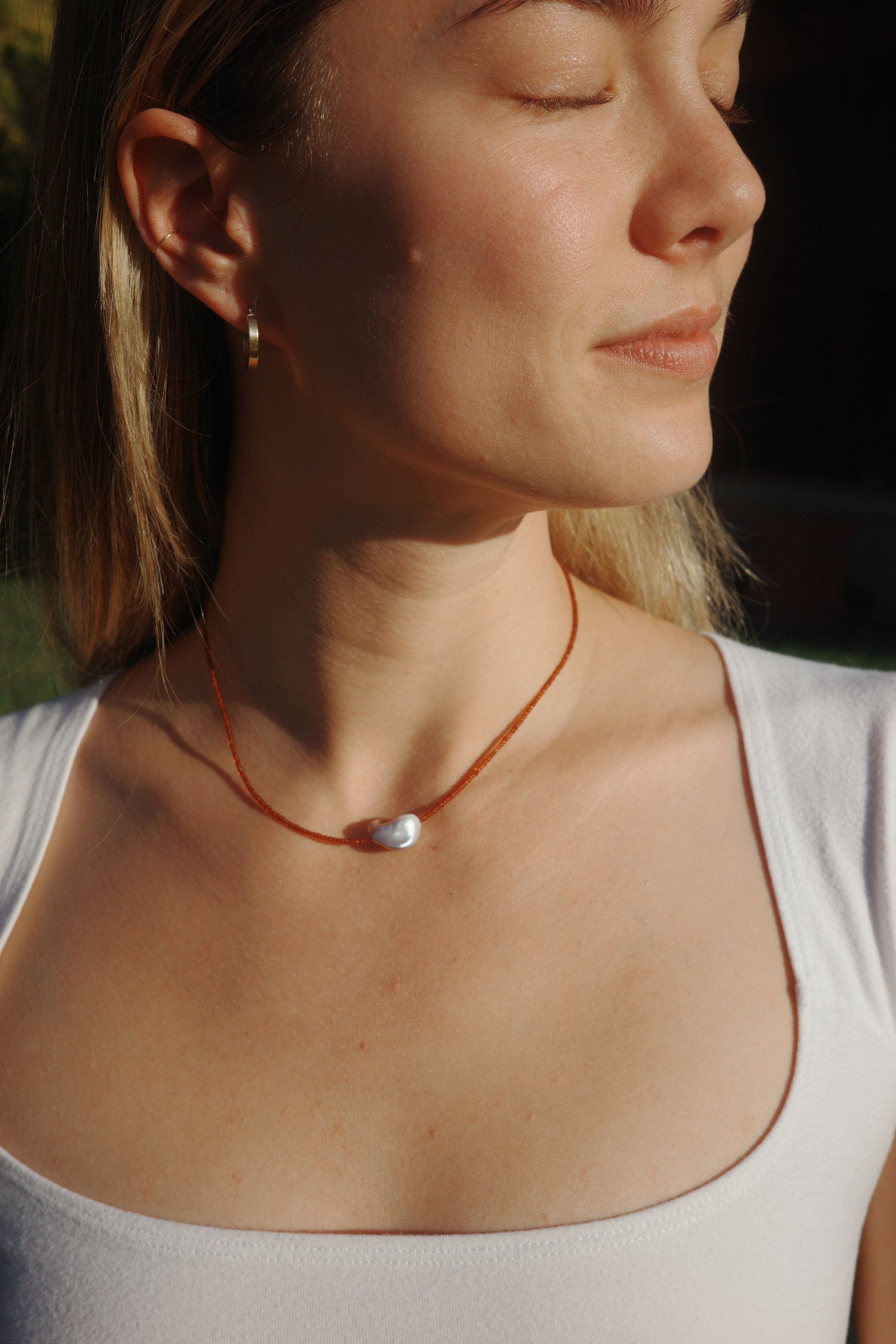 Amber baroque pearl necklace