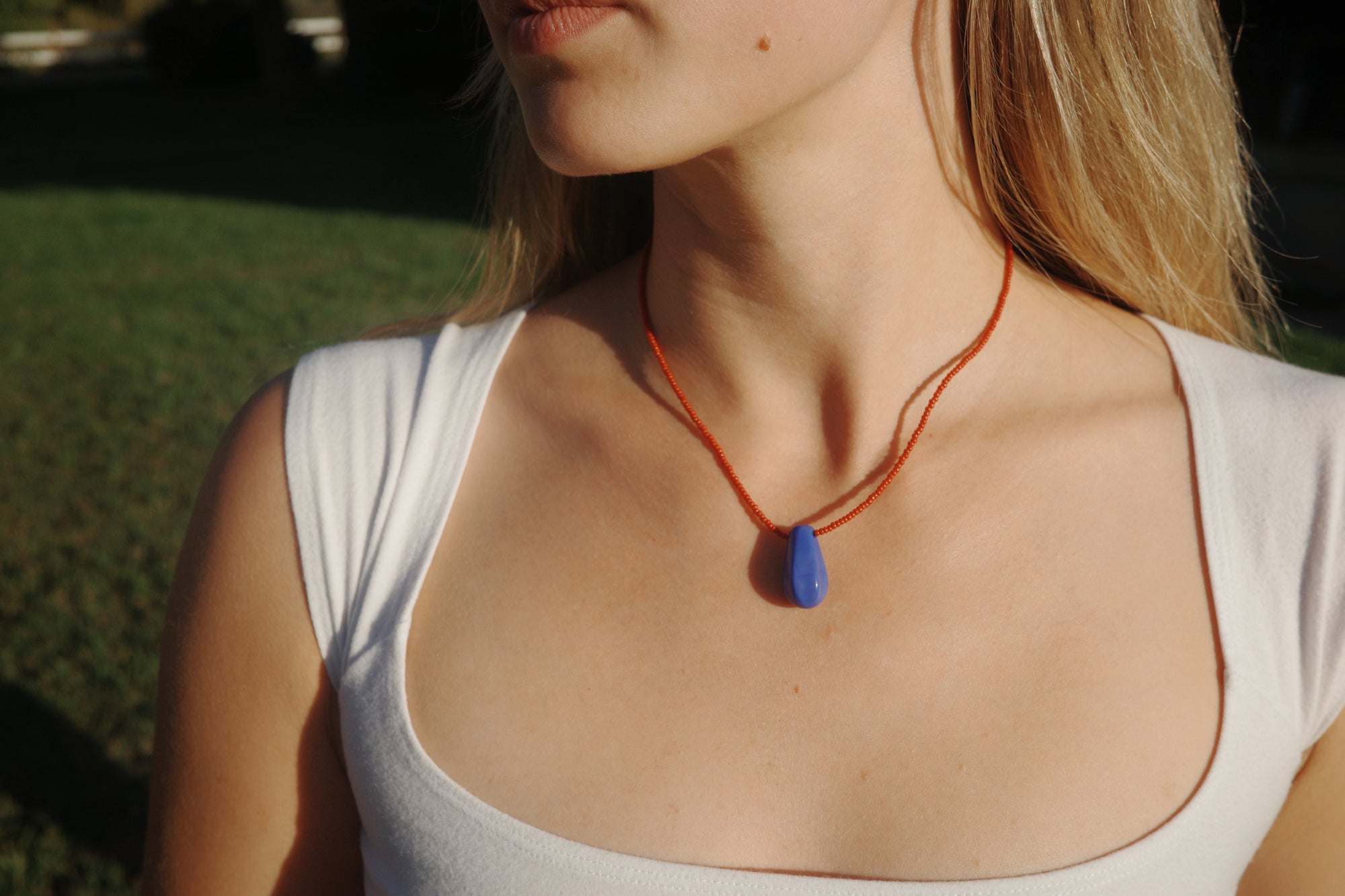 Deep blue drop necklace