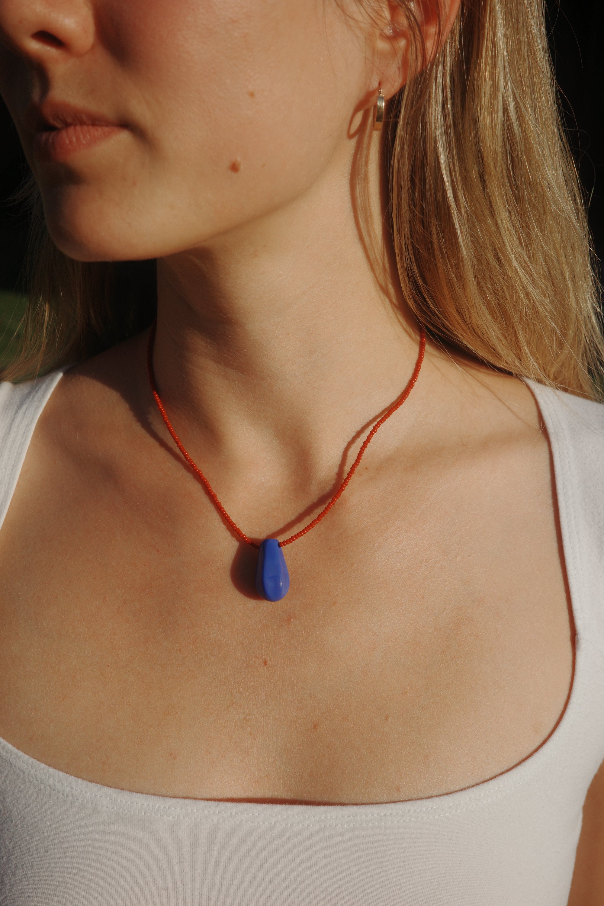 Deep blue drop necklace