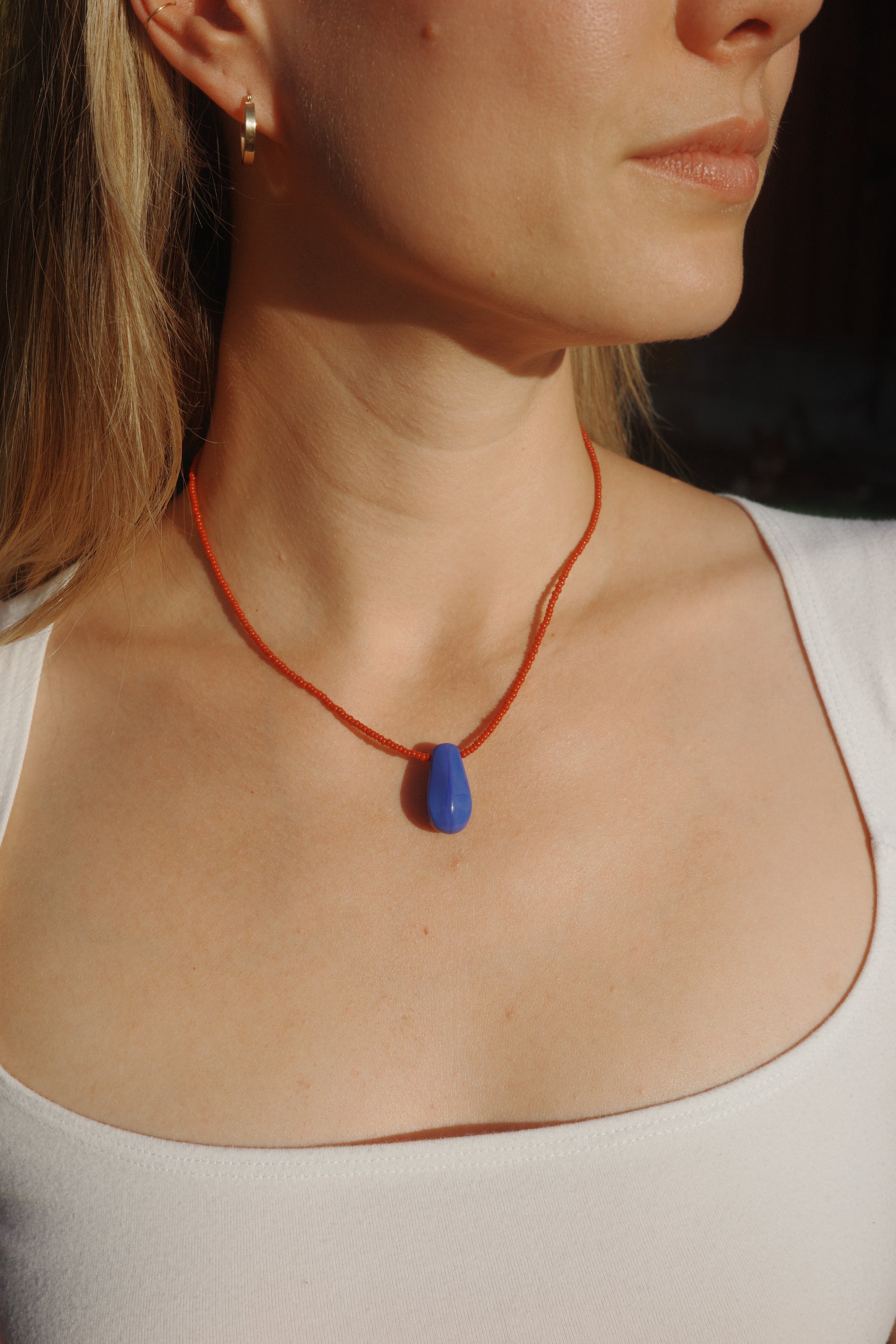 Deep blue drop necklace